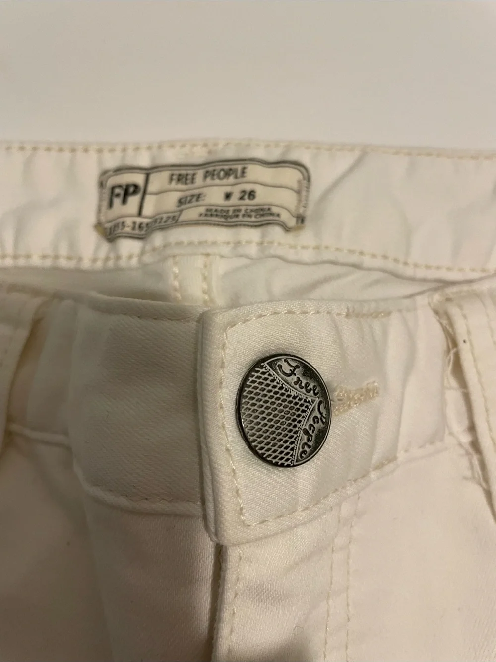 Free People Brand Women's size 26 White Skinny Distressed Jeans